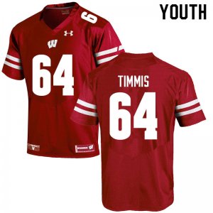 Youth Wisconsin Badgers NCAA #64 Sean Timmis Red Authentic Under Armour Stitched College Football Jersey OE31B08IH